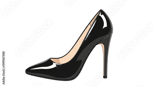 High heel shoe with pointed toe on transparent background PNG
