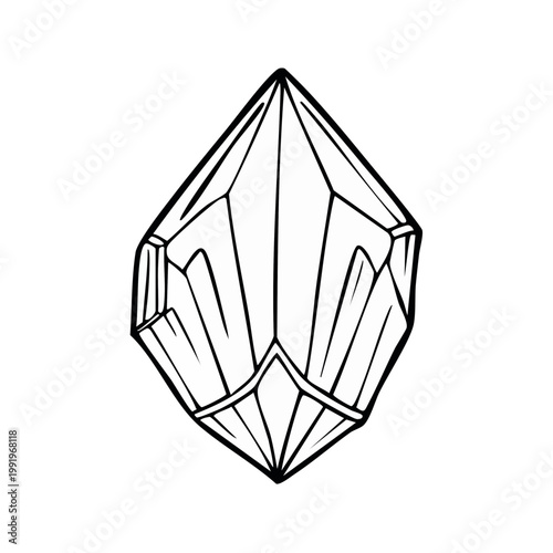 Geometric Crystal Formation with Faceted Surfaces Hand Drawn Illustration