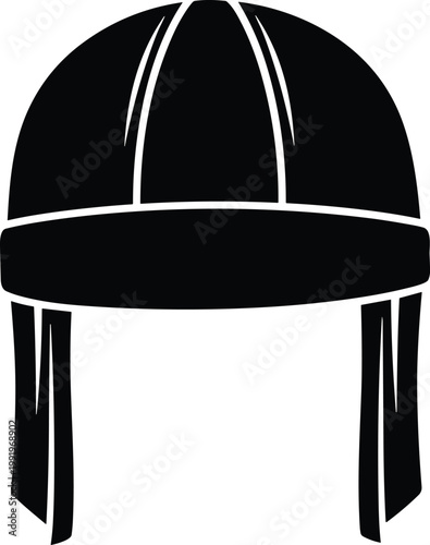 Bandana and durag headwear silhouettes set, urban streetwear apparel icons, biker and hip hop fashion accessories, head wrap clothing elements, vector illustration