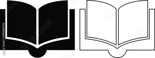 Books icons set collection group library literature education reading textbook notebook manual guide publication archive knowledge study learning open closed book flat line vector