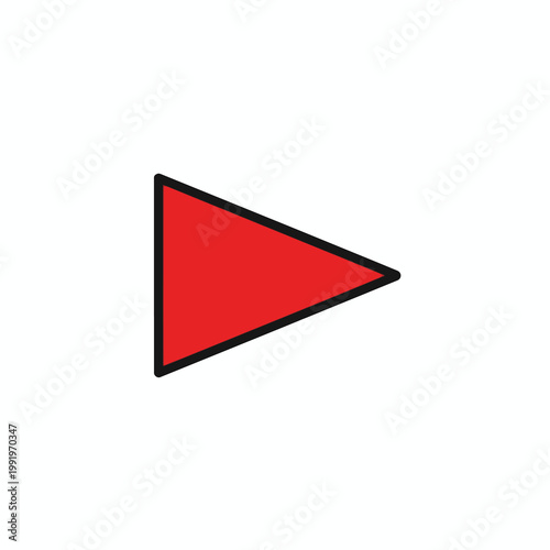 Dynamic Red Triangle Play Button Icon for Digital Media and Video Content