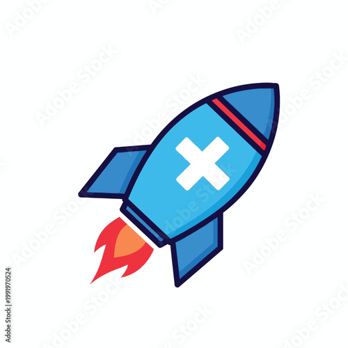 Stylized Rocket Ship Icon for Space Exploration and Technology Themes