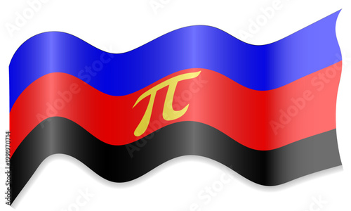 Polyamory flag waving, isolated on white background. Symbol of the polyamory community and LGBTQ pride