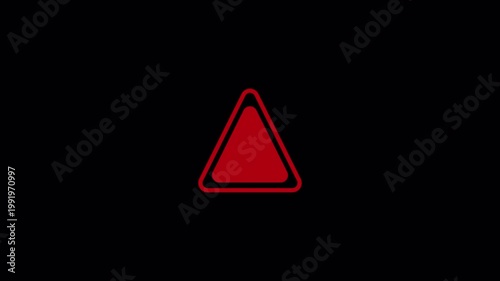 Warning alert sign in red and white on transparent background. Suitable for safety, alarm, caution, danger, risk concepts.