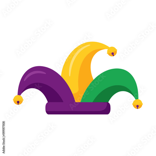Jester Hat With Bells - Purple, Yellow, Green