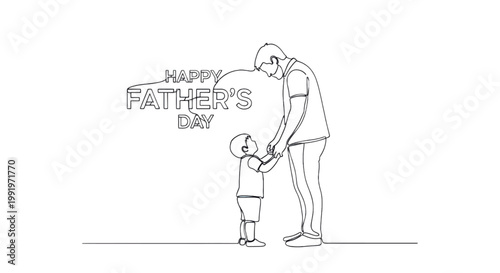 Father's Day, Happy Father's Day, Family Love, Line Art, Vector Illustration