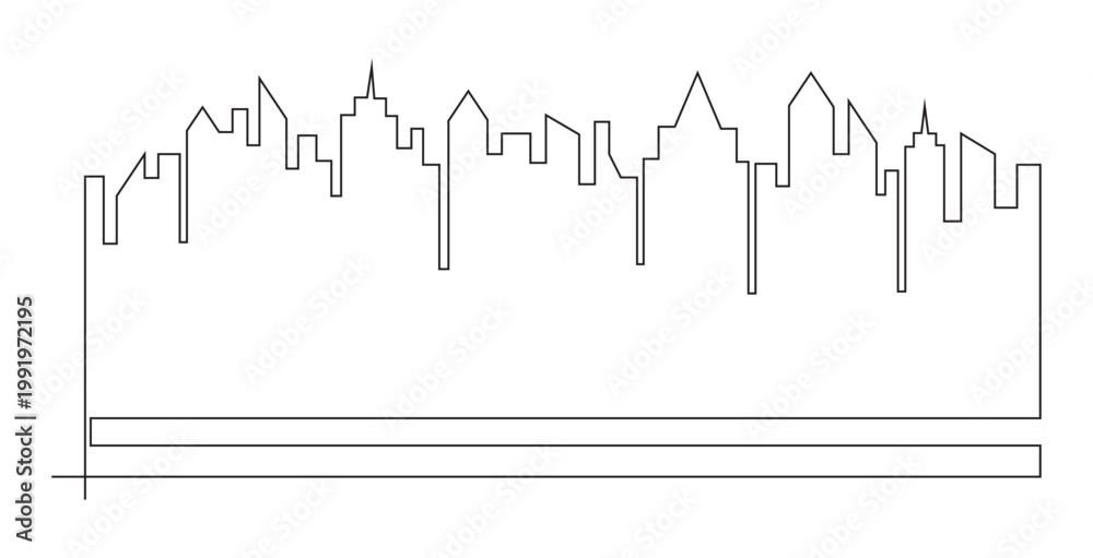 Fototapeta premium Minimalist Downtown Skyline Continuous Line Art