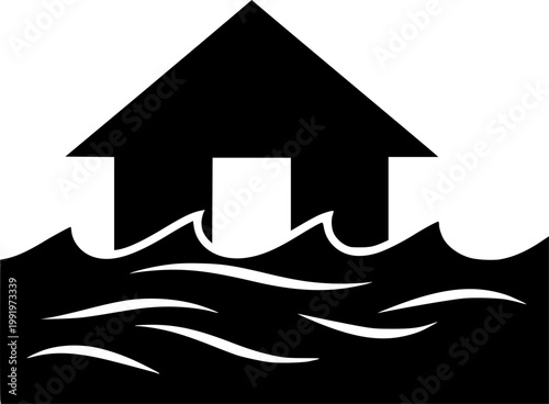 Flood icon suitable symbol simple stock illustration – Black and White Vector Illustration