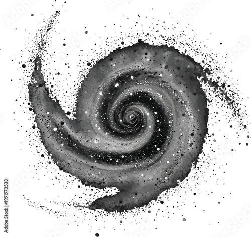 minimalist snail shell spiral vector illustration in black and white