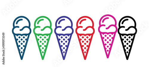 Ice cream colorful vector icons set of six different flavors