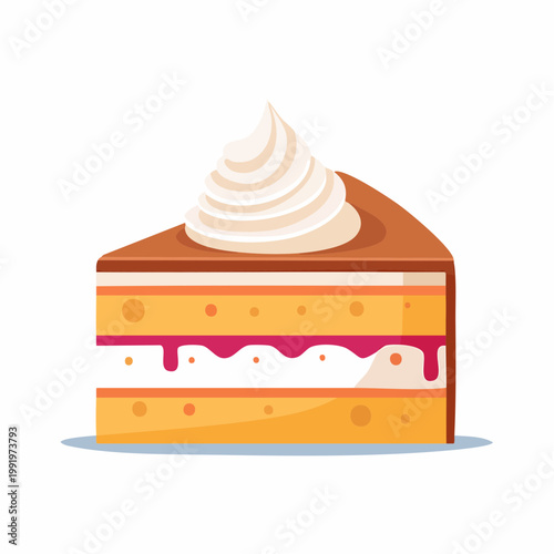 Layered Slice of Cake with Whipped Cream