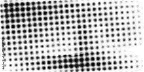 Halftone faded gradient texture. Grunge halftone grit background. White and black sand noise wallpaper. Retro pixilated vector backdrop
