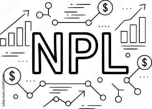 NPL icon black and white vector illustration line icon vector pictogram – Black and White Vector Illustration