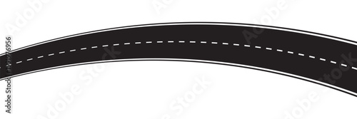 Wavy Curved Road Set Top View – Winding Asphalt Path and Horizontal Road Template Vector Illustration
 Isolated on White Background