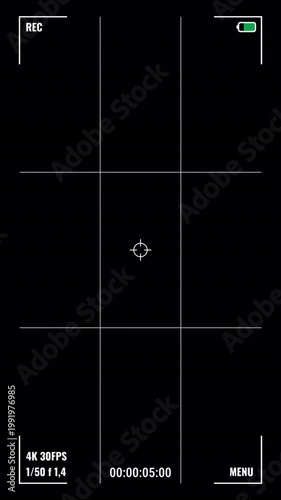 Vertical camera viewfinder overlay recording screen interface digital mobile