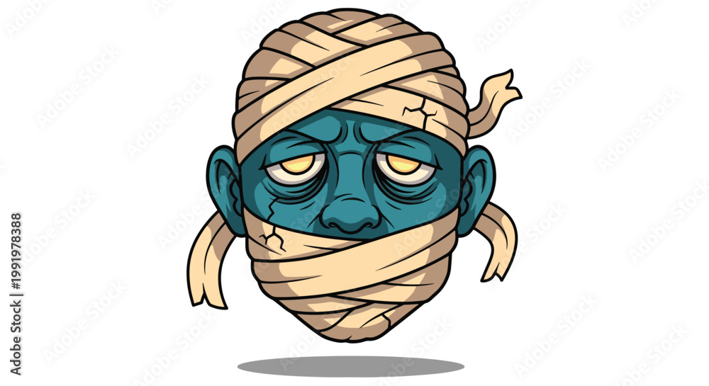 Obraz premium Scary Mummy Head with Bandages and Blue Skin.