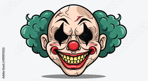 Scary Clown Face Illustration.