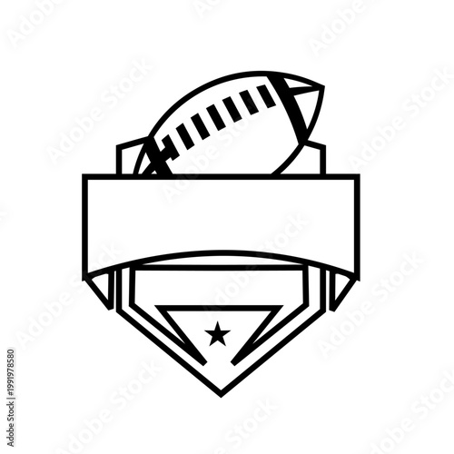 American Football and Baseball Sports Emblem Logo with Blank Banner