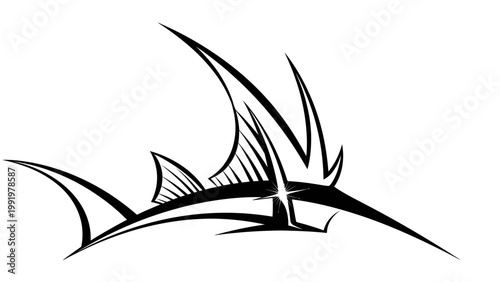 Tribal Marlin Silhouette Tattoo Design