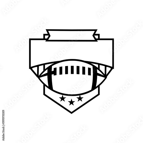 American Football Shield Emblem with Blank Banner and Three Stars