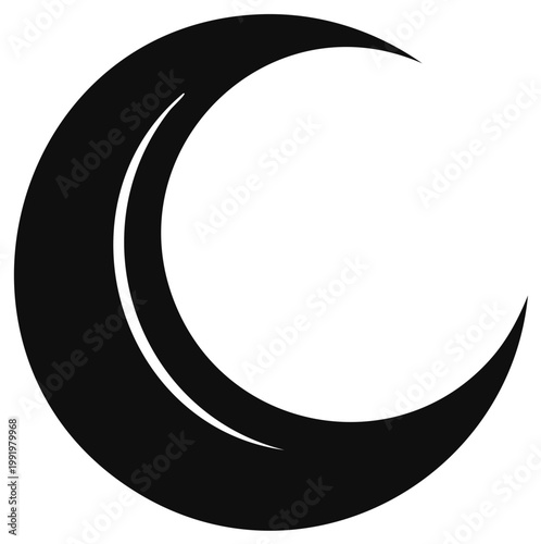 Elegant Crescent Silhouette Moon Shape with Thin Line Symbol of Faith and Mysticism