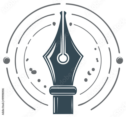 Elegant fountain pen nib vector illustration symbolizing creative writing communication and artistic expression