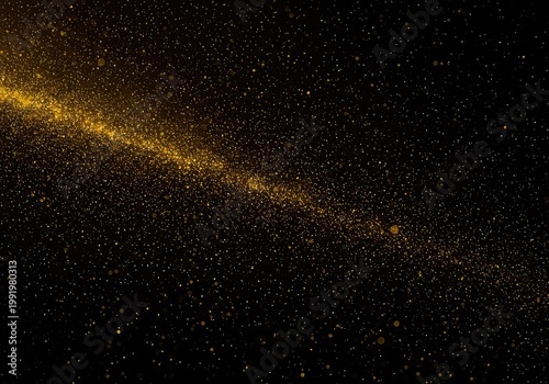 Faint glittering golden particles floating in a deep dark space, creating a mystical and elegant abstract background texture ideal for luxury designs, smooth, golden, deep