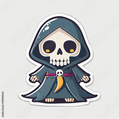 Cute Cartoon Grim Reaper Sticker