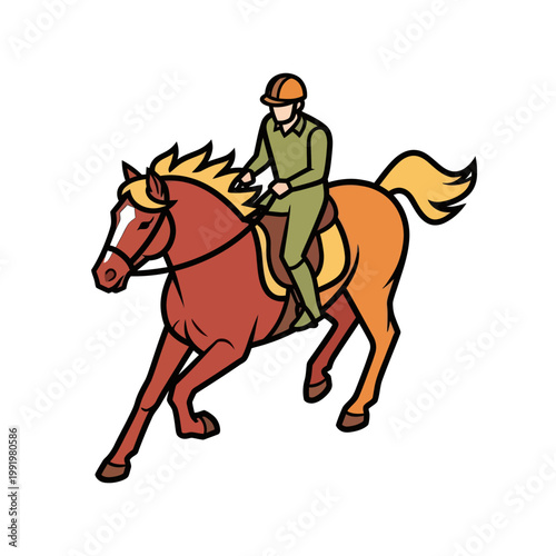 Rider on Horseback in Action Pose.