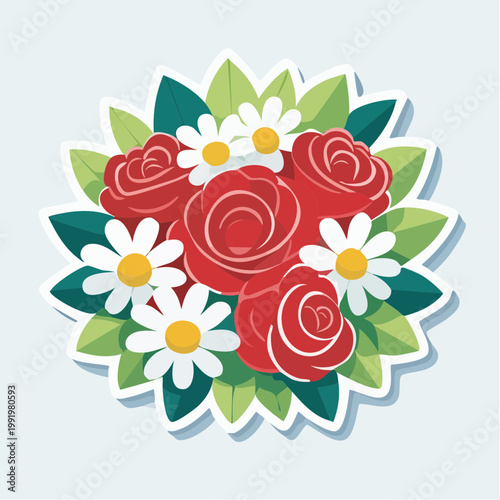 Red Roses and Daisies Flower Bouquet