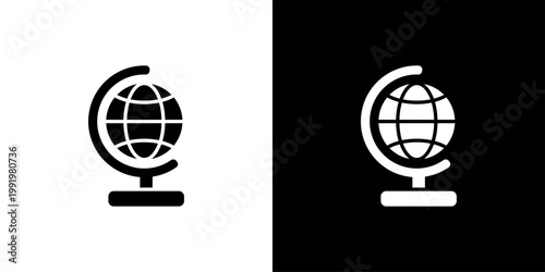 Earth globe Icon Sheet Black And White