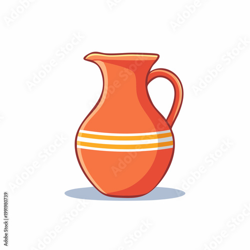 Orange Ceramic Pitcher with Stripes