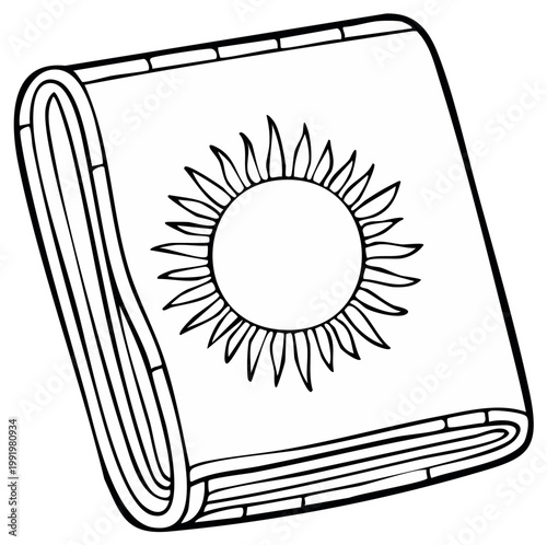 Line Art Book Illustration with Sun Image for Coloring or Design Projects