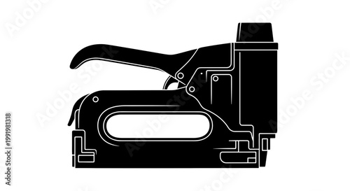 Photos A black and white vector graphic illustration of a staple gun