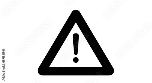 A black and white warning sign icon with an exclamation mark