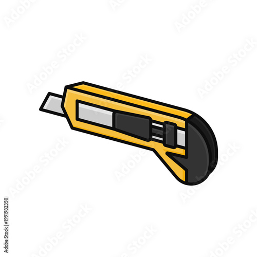 cutter knife simple outline flat icon illustration