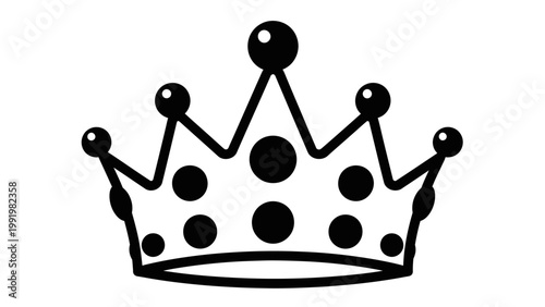 Black and white crown illustration with dots and spikes, royal symbol
