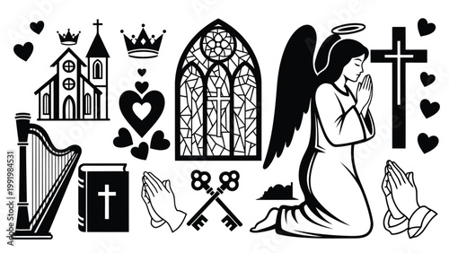 Symbolic illustration of irish catholic heritage and faith elements