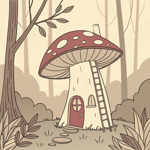 "Toadstool Haven in the Woodland"