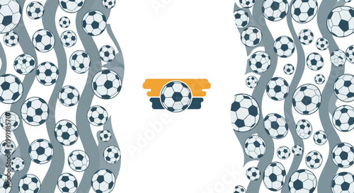 Soccer balls pattern with gray waves.