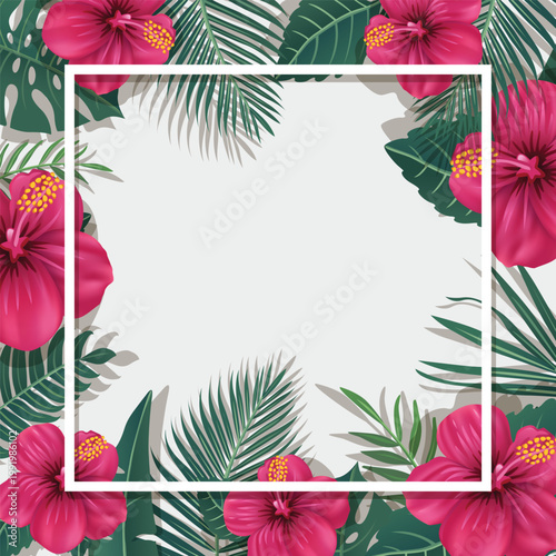 Tropical Welcome Summer Design Background. Vector stock  illustration.