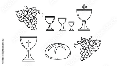 Symbolic representation of christian communion elements and sacraments