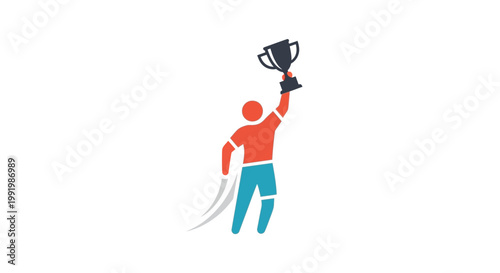 A person celebrating with a trophy.