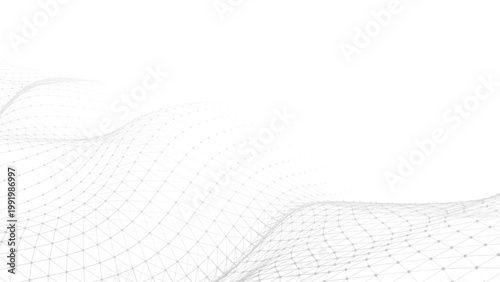 Vector 3D mesh on a white background. Waxing wave. Information technology. EPS10
