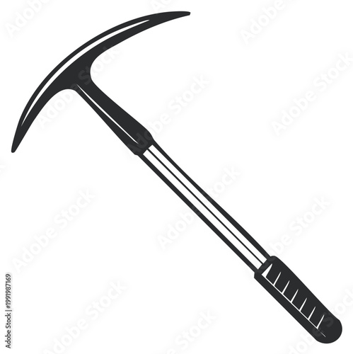 Black and white pickaxe tool graphic for construction mining and mountaineering concepts