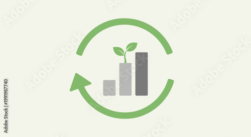 An eco friendly green energy saving bulb concept featuring a vector illustration set with a leaf, tree, and recycle symbol to represent organic nature and environmental earth ecology