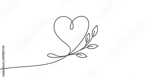 Elegant vector illustration of an abstract floral heart with pink and red swirls for a romantic Valentine day greeting card design