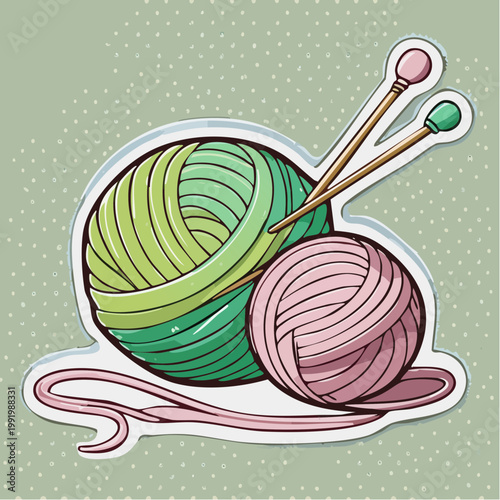 Knitting Supplies: Yarn Balls and Needles