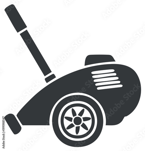 Silhouette of Lawn Mower for Yard Care, Garden Tools, Lawn Mowing Equipment, Machine Icon