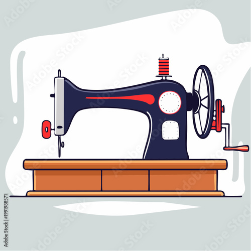 Vintage Sewing Machine Illustration